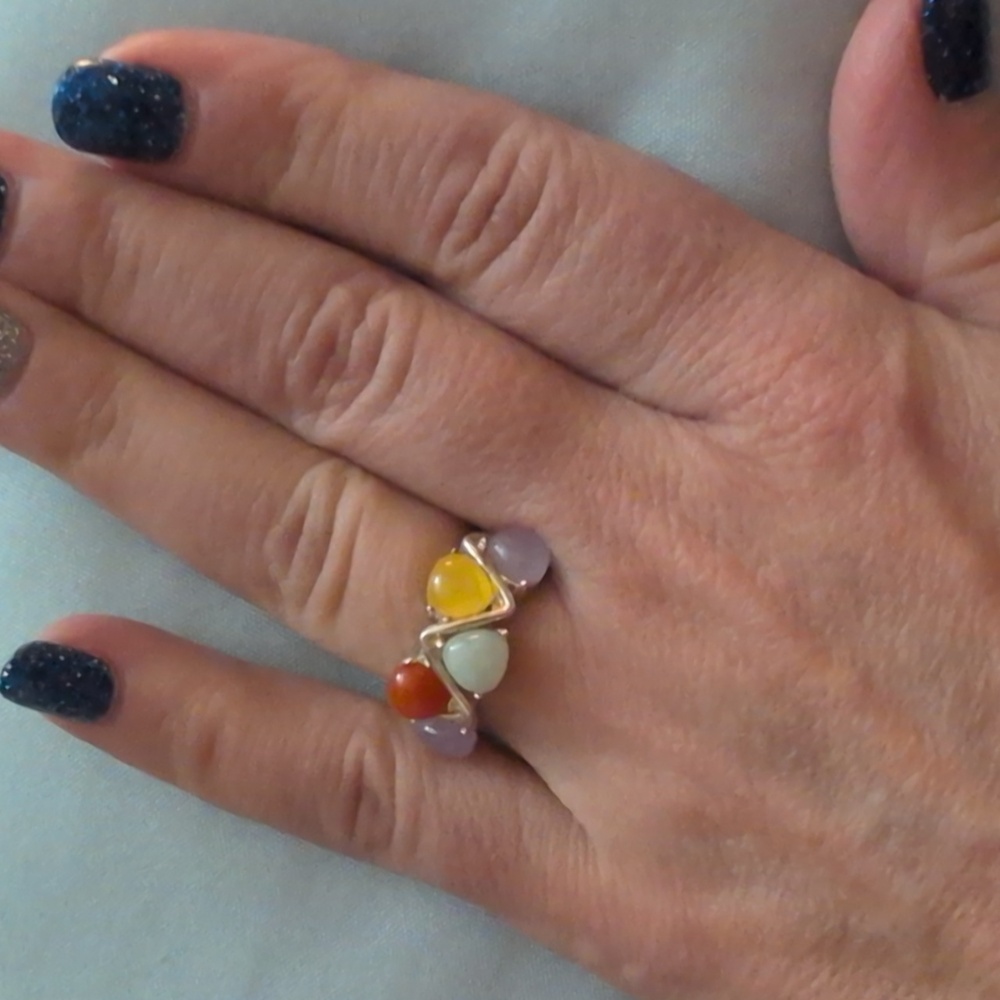 Multicolor Teardrop Gemstone Ring - image 6